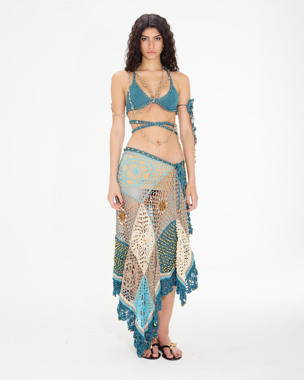 Motifs Patch Maxi Skirt