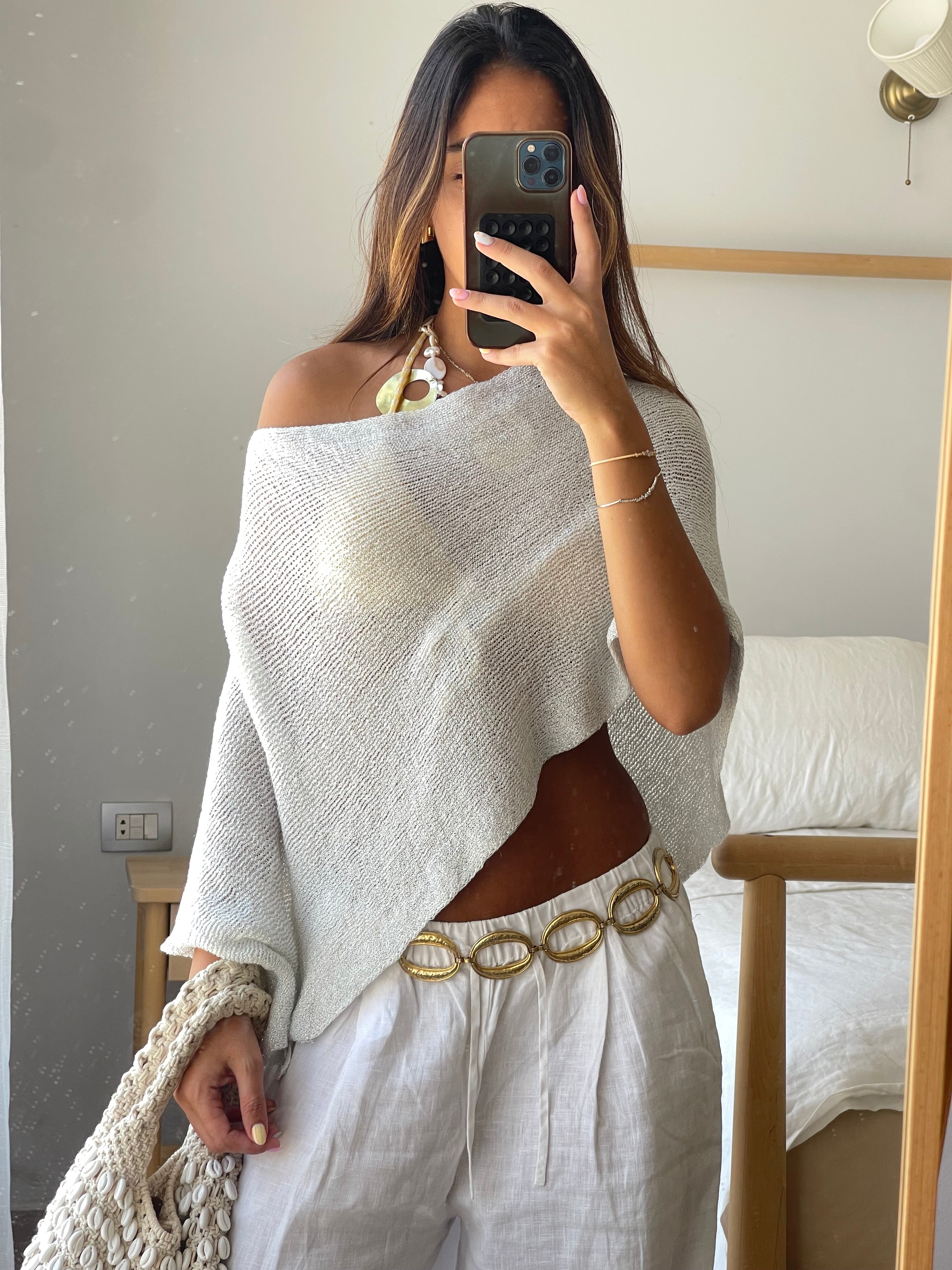 Glitter Mesh Poncho top