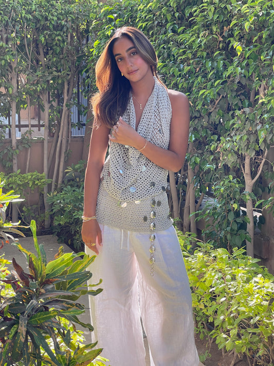 Draped in silver Top