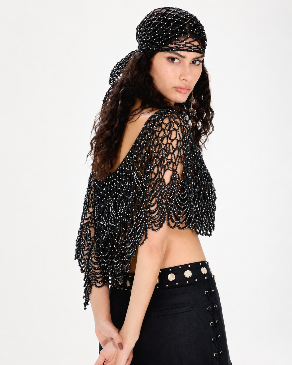 Black Loom Cape Top