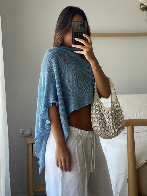 Blue Mesh Poncho top