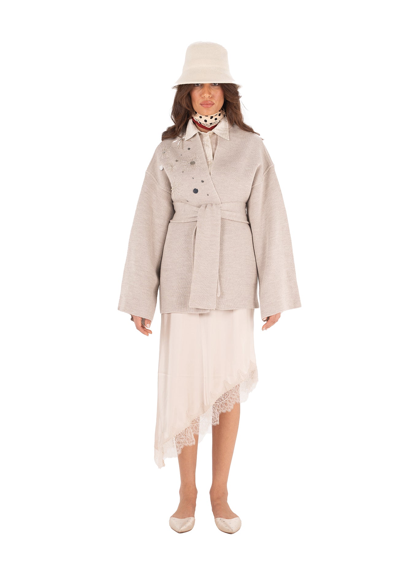 Cream Broderie Kimono